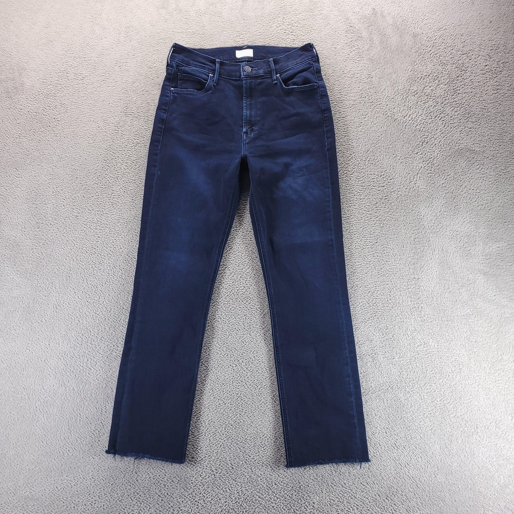 Mother Jeans Women 27 Blue Dazzler Ankle Slim Mid Rise Raw Hem Stretch Denim